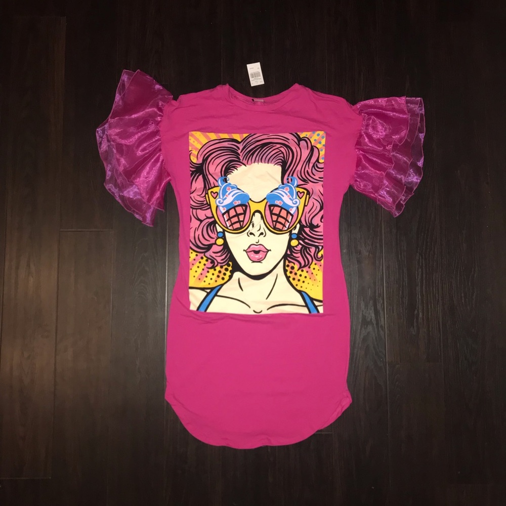 Ruffled Sleeve T-shirt dress